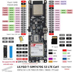 LILYGO T-SIM7670G-S3 LTE 4G ESP32-S3 Development Board Robotics Bangladesh