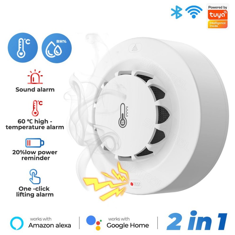 Tuya Wifi Fire Smoke Detector with Temperature and Humidity Sensor Robotics Bangladesh