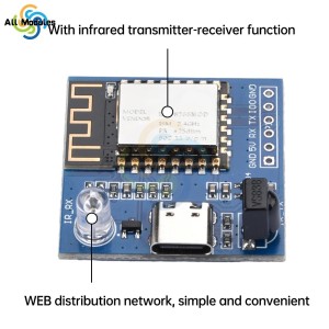 ESP8266 Infrared Emission and Reception NEC Command Wi-Fi Module Type-C Robotics Bangladesh