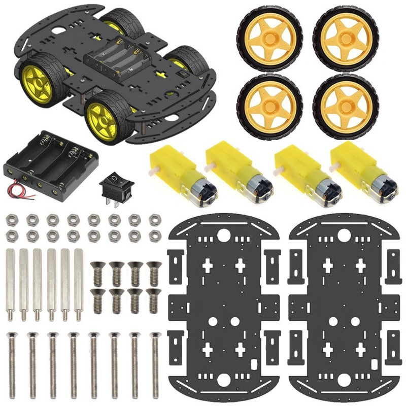 4WD Robotics Blue Chassis With Motors & Wheels Robotics Bangladesh