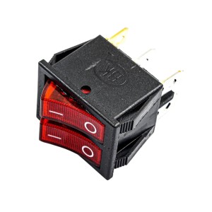 250V AC 20A 6 PIN Double Rocker Switch - Red Light Robotics Bangladesh