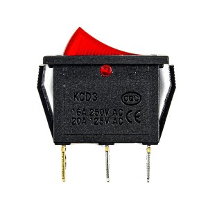250V AC 15A 3 PIN Slim Rocker Switch - Red Light Robotics Bangladesh