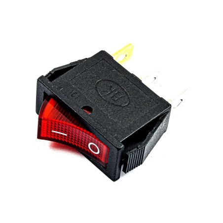 250V AC 15A 3 PIN Slim Rocker Switch - Red Light Robotics Bangladesh