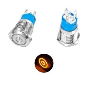 Metal Power Self-Locking Switch with Orange- 16mm Latching Robotics Bangladesh