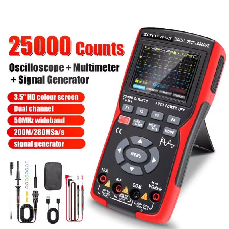 ZOYI ZT-703S Portable 3-in-1 Lab Tool – Oscilloscope, Multimeter & Signal Generator Robotics Bangladesh
