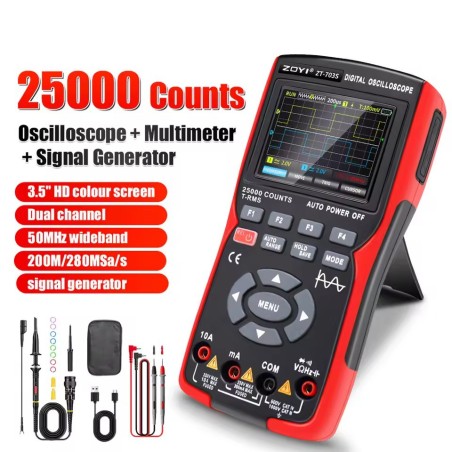 ZOYI ZT-703S Portable 3-in-1 Lab Tool – Oscilloscope, Multimeter & Signal Generator Robotics Bangladesh