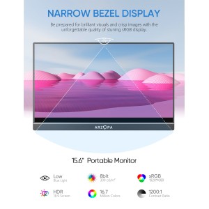 Arzopa A1 Travel Monitor 15.6” FHD 1080P Portable Display with Integrated Stand Robotics Bangladesh
