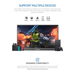 Arzopa A1 Travel Monitor 15.6” FHD 1080P Portable Display with Integrated Stand Robotics Bangladesh