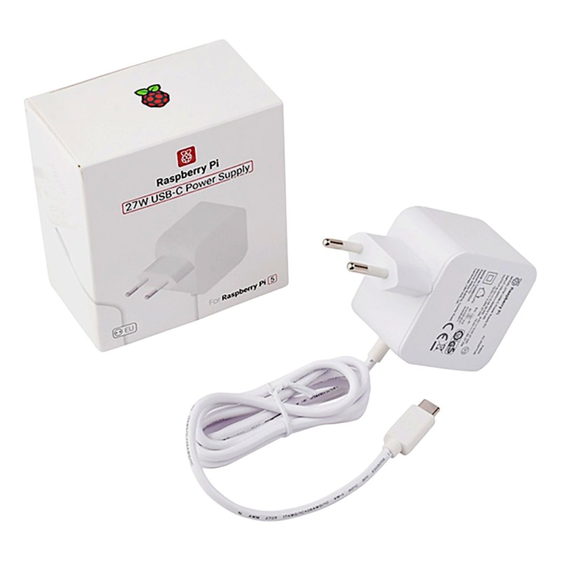 Official 27W USB-C PD Power Supply for Raspberry Pi 5- White Robotics Bangladesh