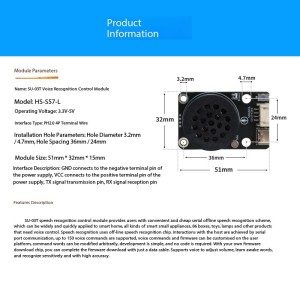 SU-03T Offline AI Intelligent Voice Recognition Control Module HS-S57-L Robotics Bangladesh
