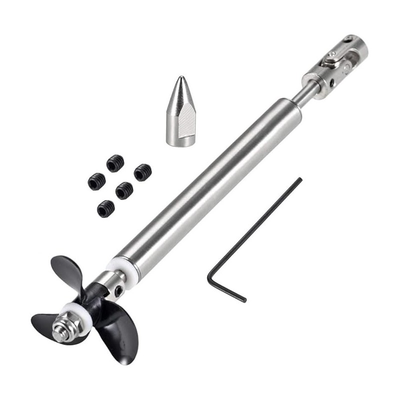 RC Boat Stainless Steel Drive Shaft Assembly with Propeller & Universal Joint – 15cm Shaft / 6.