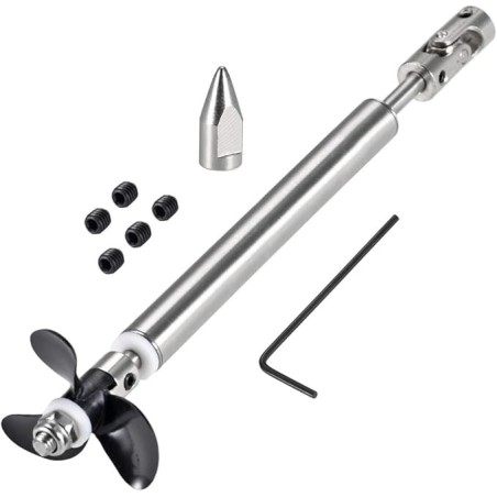 RC Boat Stainless Steel Drive Shaft Assembly with Propeller & Universal Joint – 15cm Shaft / 6.
