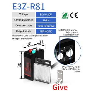 E3Z-R81 PNP Retroreflective Photoelectric Sensor with TD08 Retro Reflective Plate Robotics Bangladesh