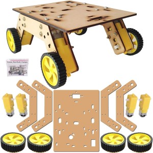 4WD Robotics Rover DIY Wooden Chassis With Motors & Wheels Robotics Bangladesh