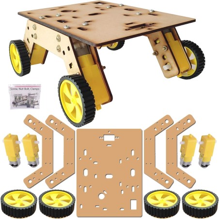 4WD Robotics Rover DIY Wooden Chassis With Motors & Wheels Robotics Bangladesh