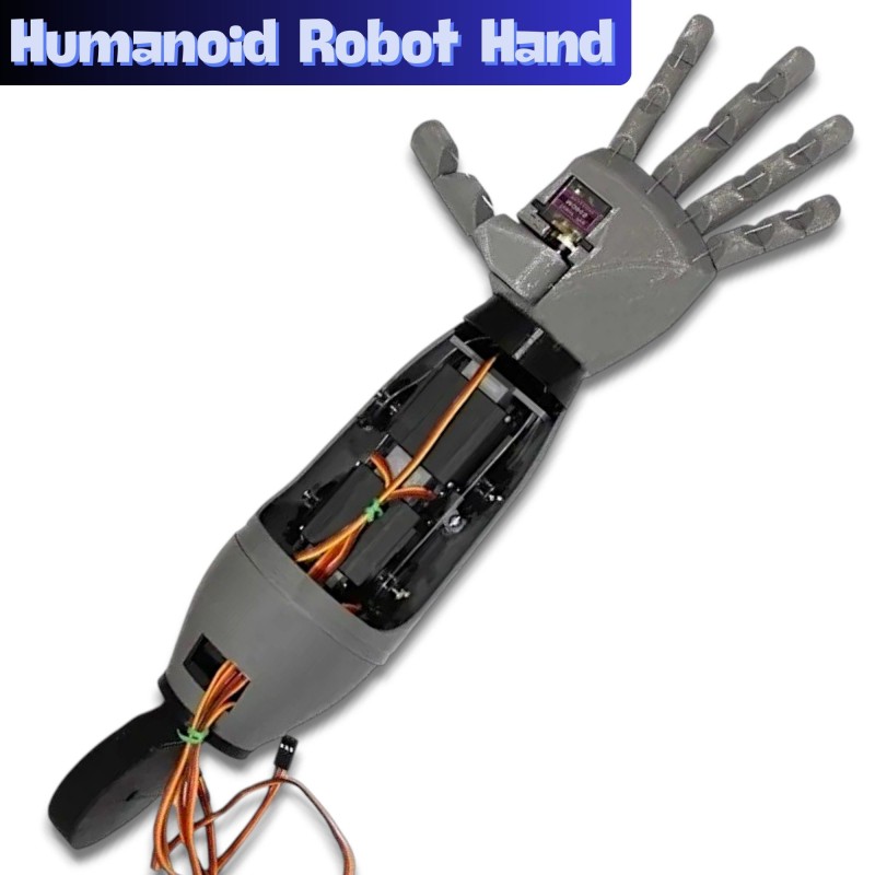 Humanoid Robot Left Hand – Fully Assembled (PLA+ Build, 6-Servo Controlled) Robotics Bangladesh