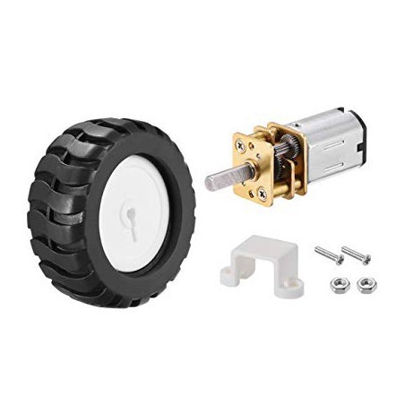 DC12V N20 Gear Motor 200 RPM & Mount Bracket & 43mm Wheel Robotics Bangladesh