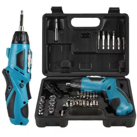 Cordless Folding Electric Drill Screwdriver with 45 Bits Tool Set 4.2V Robotics Bangladesh