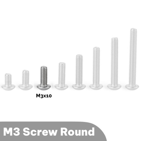 M3x10 Round head Screw (Pack of 5) Robotics Bangladesh