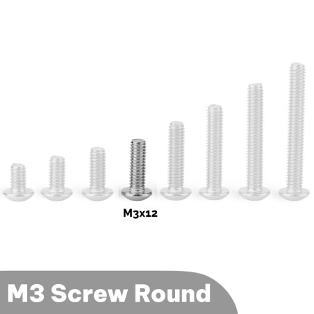M3x12 Round head Screw (Pack of 5) Robotics Bangladesh