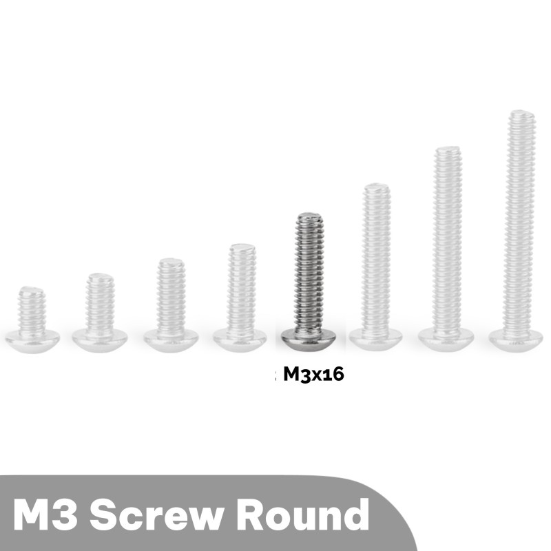 M3x16 Round head Screw (Pack of 5) Robotics Bangladesh