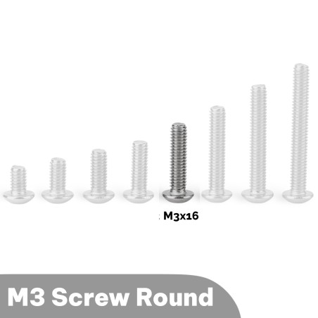 M3x16 Round head Screw (Pack of 5) Robotics Bangladesh