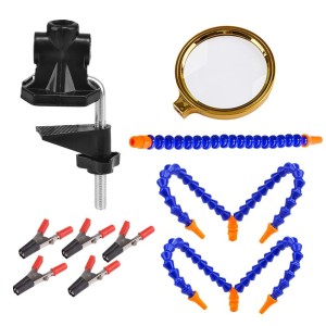 Bench Vise Table Clamp Soldering Station with 5 Flexible Arms & Magnifier PCB Repair Third Hand Tool Robotics Bangladesh