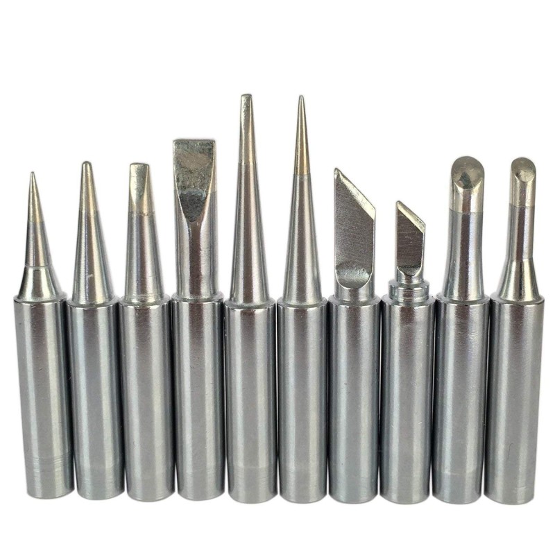 Soldering Iron Tip Set 10 pcs Different Shapes Compatible with HAKKO 936, 937, 907, Quick, Atten, X-Tronic, and More Robotics