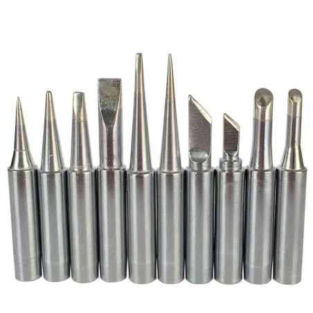 Soldering Iron Tip Set 10 pcs Different Shapes Compatible with HAKKO 936, 937, 907, Quick, Atten, X-Tronic, and More Robotics