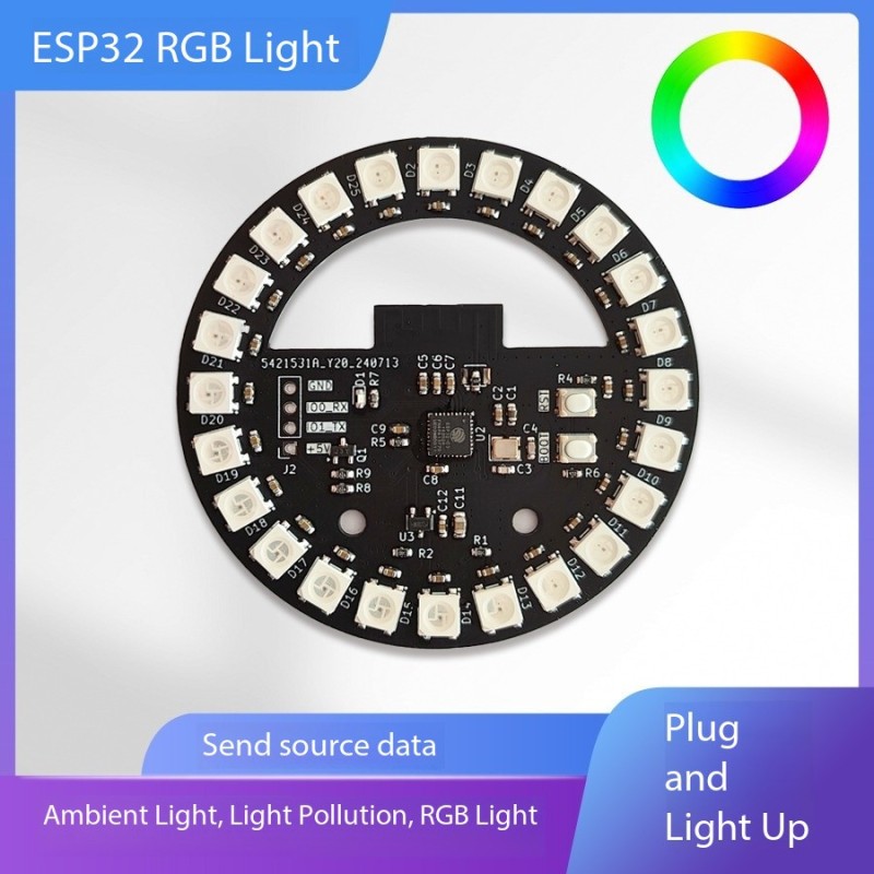 ESP32-C3 RGB LED Ring Development Board WS2812B Circular Smart Light Board Robotics Bangladesh