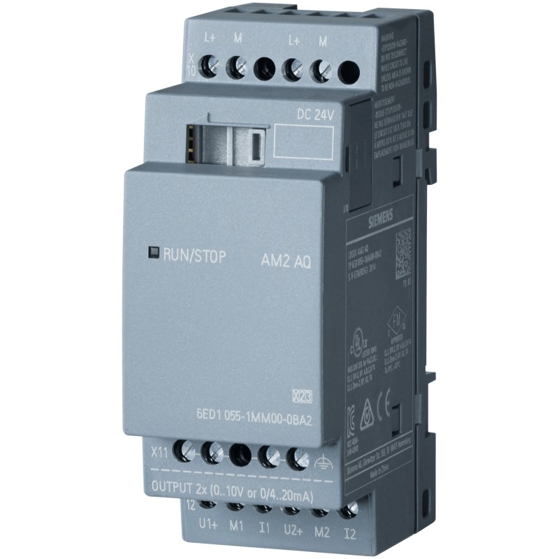 Siemens LOGO! AM2 AQ Expansion Module 6ED1055-1MM00-0BA2 – 2 Analog Outputs (0–10V / 0–20mA) Robotics Bangladesh