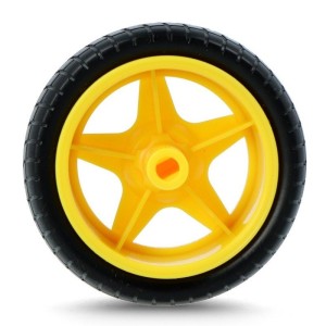 Wheel with Tire 65×26 mm – Yellow (High-Quality, Good Grip) Robotics Bangladesh
