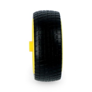 Wheel with Tire 65×26 mm – Yellow (High-Quality, Good Grip) Robotics Bangladesh
