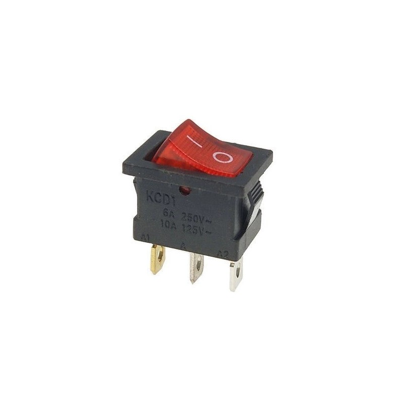KCD1-1 Bistable Illuminated Rocker Switch Red 15×21mm 3PIN Robotics Bangladesh