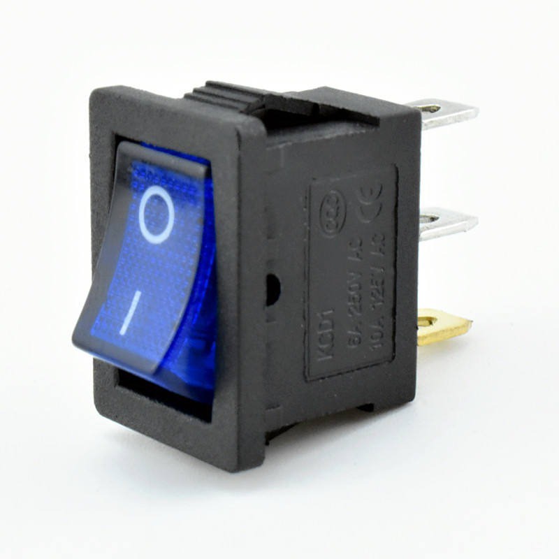 KCD1-1 Bistable Illuminated Rocker Switch Blue 15×21mm 3PIN Robotics Bangladesh