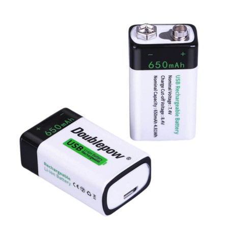 Doublepow 9V 650mAh USB Rechargeable Li-ion Battery with Micro USB Charging Robotics Bangladesh