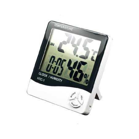 HTC-1 Hygrometer Digital Temperature & Humidity Meter + Clock