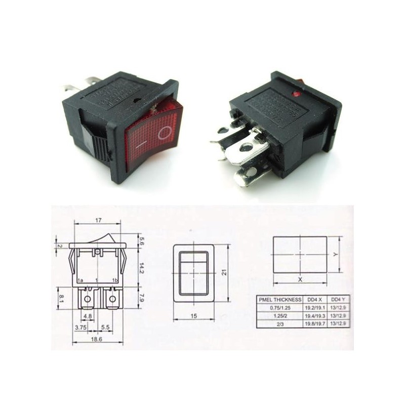 6A 250V SPDT ON-OFF Rocker Switch with Light Robotics Bangladesh