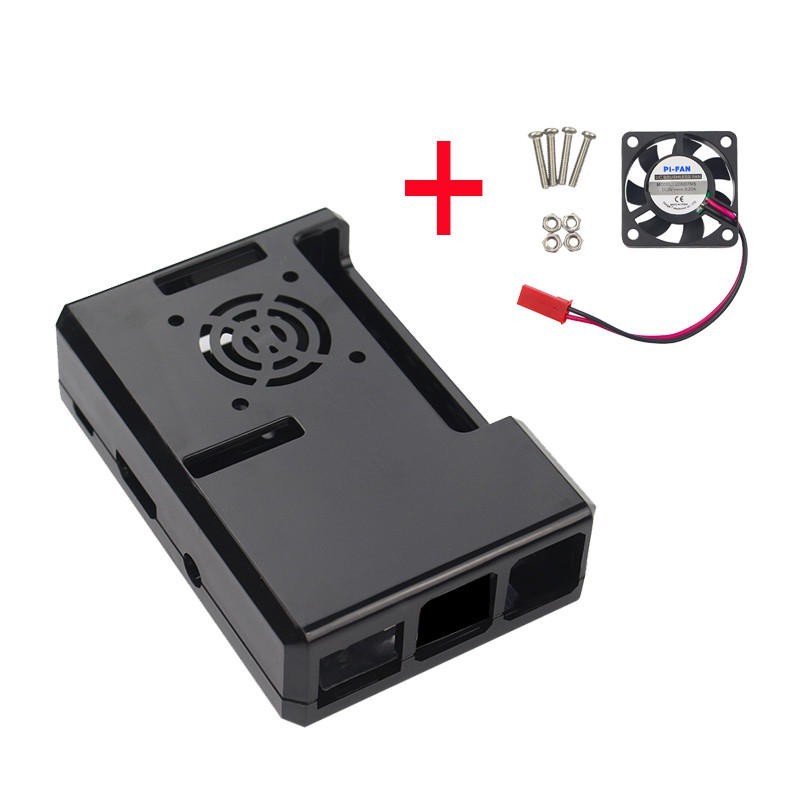 Black ABS Case With Fan Hole + CPU Cooling Fan For Raspberry Pi 3/2, 3B+ Robotics Bangladesh