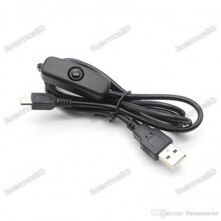 Raspberry Pi Power Cable with On/Off Switch Micro-USB Robotics Bangladesh