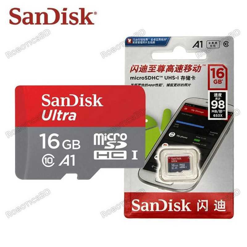 SanDisk Ultra 16GB Ultra MicroSD SDHC Original Robotics Bangladesh SanDisk Ultra 16GB Ultra MicroSD SDHC Original Robotics Bangladesh