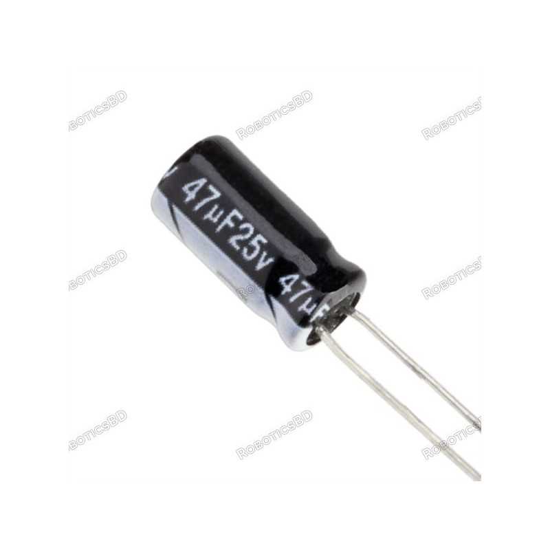47uF 25V Capacitor (pack of 5) Robotics Bangladesh 47uF 25V Capacitor (pack of 5) Robotics Bangladesh