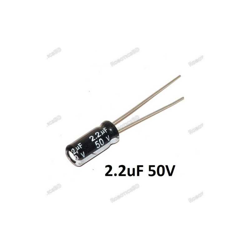 2.2uF 50V Capacitor (pack of 5) Robotics Bangladesh 2.2uF 50V Capacitor (pack of 5) Robotics Bangladesh