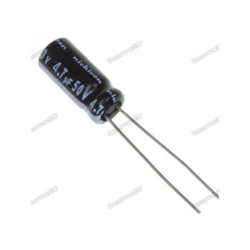 4.7uF 50V capacitor (pack of 5) Robotics Bangladesh 4.7uF 50V capacitor (pack of 5) Robotics Bangladesh