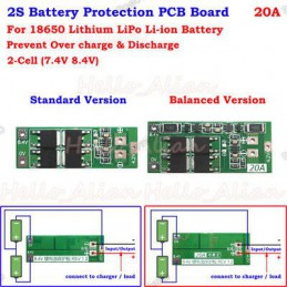 2S 20A 7.4V 8.4V 18650 Lithium Battery Protection Board/BMS Board Standard Robotics Bangladesh