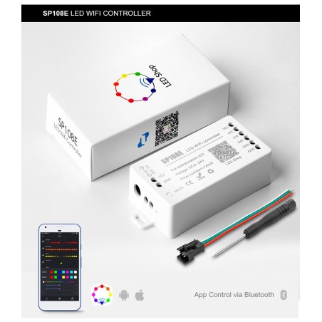 SP108E LED Wifi Magic Controller WS2812B WS2813 LED Strip Light Smart APP Wireless Control Max 2048 Pixels Robotics Bangladesh