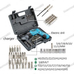 KWSIC Folding Cordless Electric Drill Screwdriver Power Drill with 45 Bits Tool Set Robotics Bangladesh