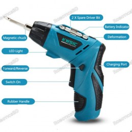 KWSIC Folding Cordless Electric Drill Screwdriver Power Drill with 45 Bits Tool Set Robotics Bangladesh