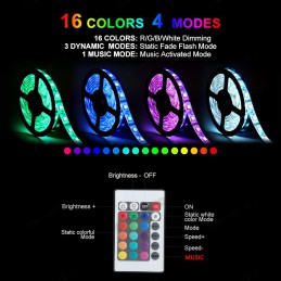 16 Colours Waterproof Flexible Tape Color Changing RGB LED Strip Lights with Remote Controller and Power Supply Robotics