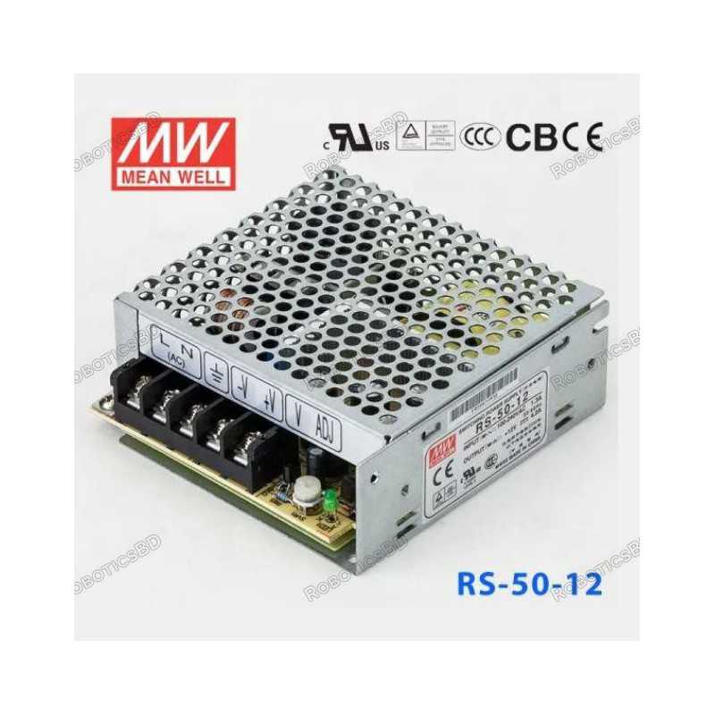 12V DC Switching Power Supply Mean Well RS-50-12 Robotics Bangladesh 12V DC Switching Power Supply Mean Well RS-50-12 Robotics Bangladesh